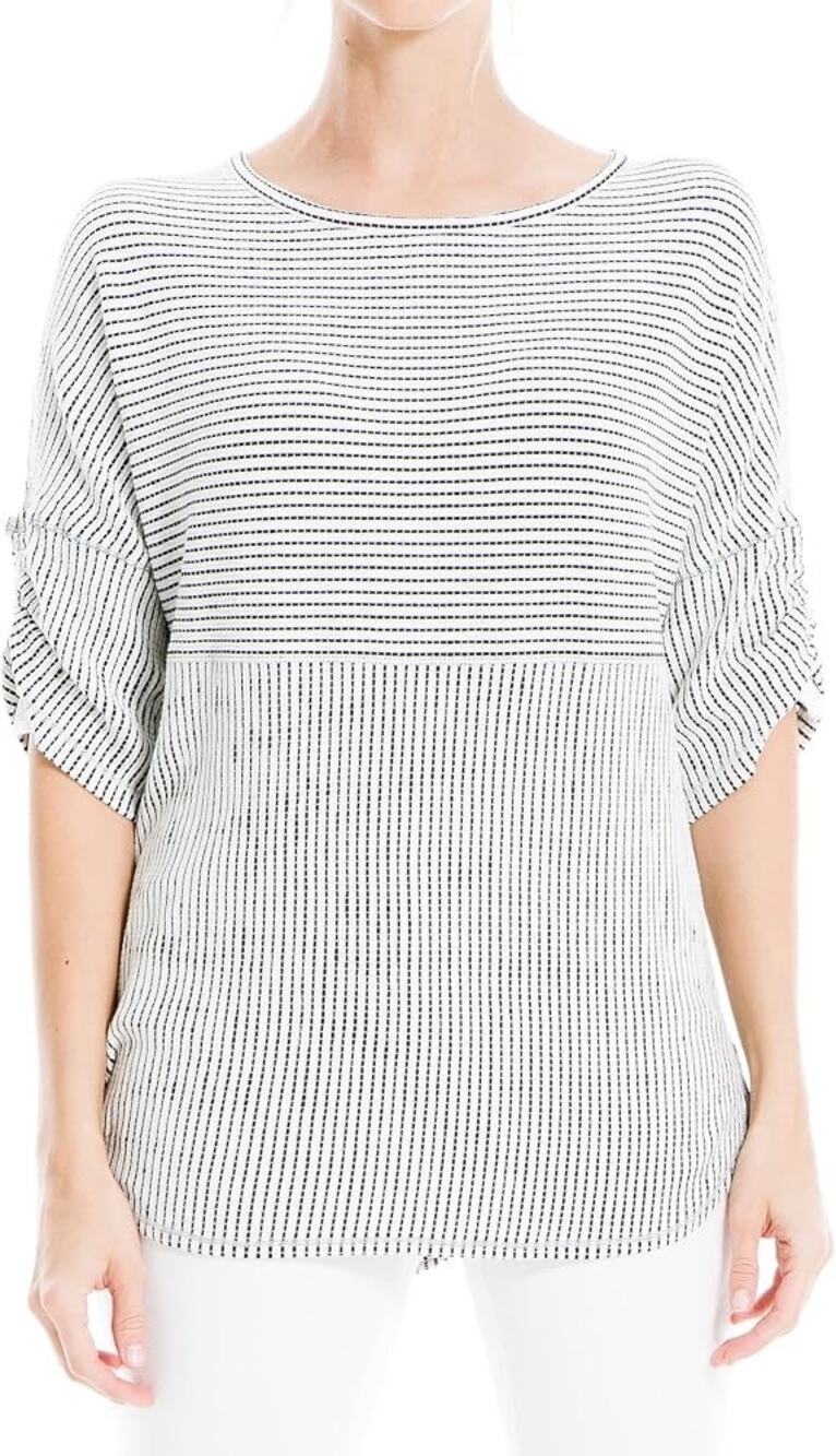 Max Studio Women's Ruched Sleeve Knit Top Size 1X